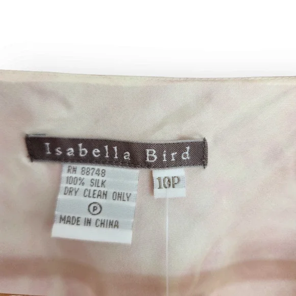 Y2K Isabella Bird White & Pink Floral V Neck Silk Midi Dress M - Picture 11 of 15